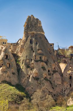 Türkiye 'nin Kapadokya kentindeki doğal manzara üzerine hava manzarası.