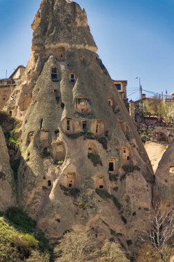 Türkiye 'nin Kapadokya kentindeki doğal manzara üzerine hava manzarası.