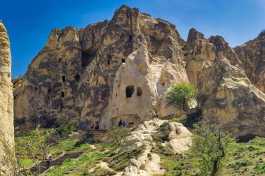 Goreme, Kapadokya, Türkiye, 15 Nisan 2023: Kapadokya ziyareti sırasında gezi, Türkiye.