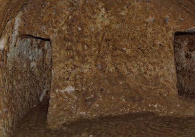 Türkiye 'nin Kapadokya kentindeki yeraltı antik kentinden bir sahne.