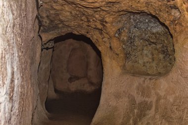 Türkiye 'nin Kapadokya kentindeki yeraltı antik kentinden bir sahne.