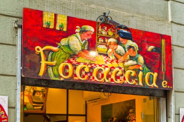 Cenova, İtalya, 28 Nisan 2024: Cenova, İtalya 'da yerel bar tabelası.