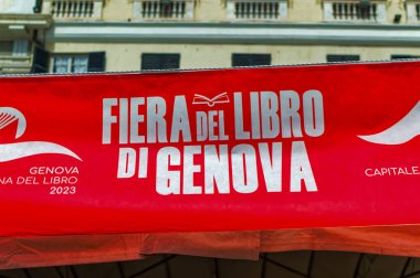 Genoa, Italy, April 28 2024: Scene from open book fair in Genoa, Italy. clipart