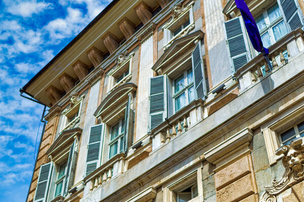 Genoa, Italy, April 28 2024: Palace in Via Garibaldi in downtown Genoa, Italy.