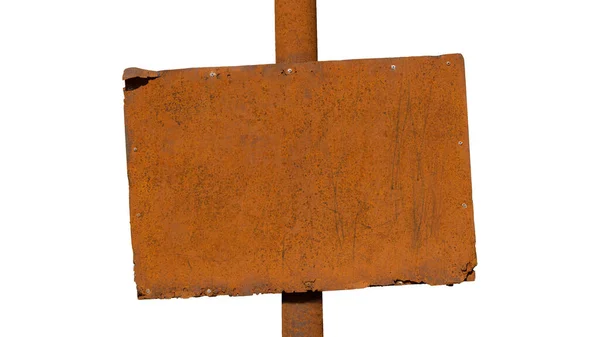 Old Rusty Plaque White Isolated Background — Foto Stock