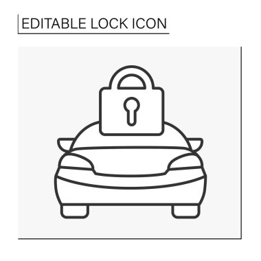  Kişisel veri satırı simgesi. Özel araba. Kilitli kapı. Kişisel hesap. Kilit kavramı. İzole vektör çizimi. Düzenlenebilir vuruş