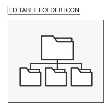  Belge dosya satırı simgesi. Dizin hiyerarşisi. Dizin konsepti. İzole vektör çizimi. Düzenlenebilir vuruş