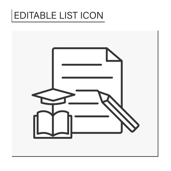 Icono Línea Documento Educación Estudiar Notas Lista Concepto Ilustración Vectorial — Vector de stock