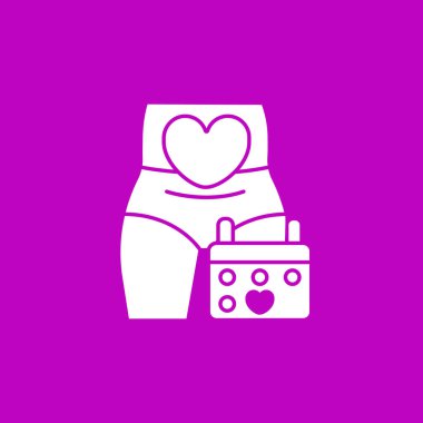 Hamilelik sembolü. 9 ay adet görmeyi bırak. Mutlu zamanlardı. Regl konsepti. Düz tabela. İzole edilmiş siluet vektör çizimi 