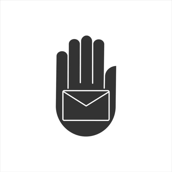 Рука Иконкой Почтового Знака Непрочитанное Сообщение Письмо Концепция Руки Заполненный — стоковый вектор