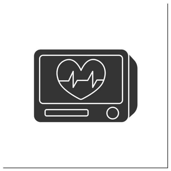 Ιατρικό Εικονίδιο Glyph Οθόνη Όργανο Δείχνει Καρδιακό Παλμό Αναπνοή Και — Διανυσματικό Αρχείο