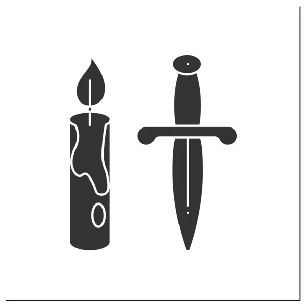 Magische Rituale Glyphen Ikone Kerze Und Dolch Opfer Magische Künste — Stockvektor