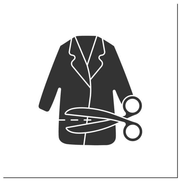 Fixing Glyph Icon Trim Length Fashionable Coat Scissors Clothing Repair — Stock Vector