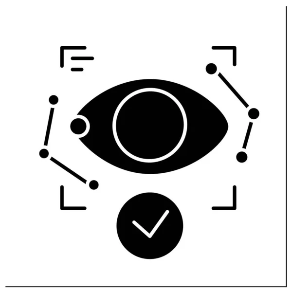 Eye Recognition Glyph Icon Verification Identification Eye Screening Identifying Biometrical — Stock Vector