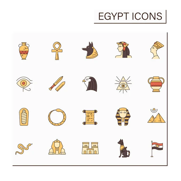 stock vector Egypt color icons set. Egyptian culture. Traditional Egyptian civilization symbols. Traveling concept. Isolated vector illustrations