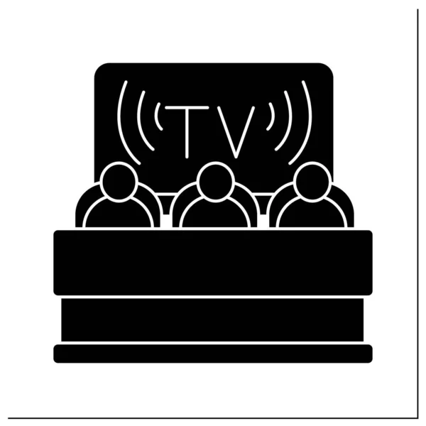 Audience Glyph Icon People Watching Television Broadcasts Media Influence Public — Stock Vector