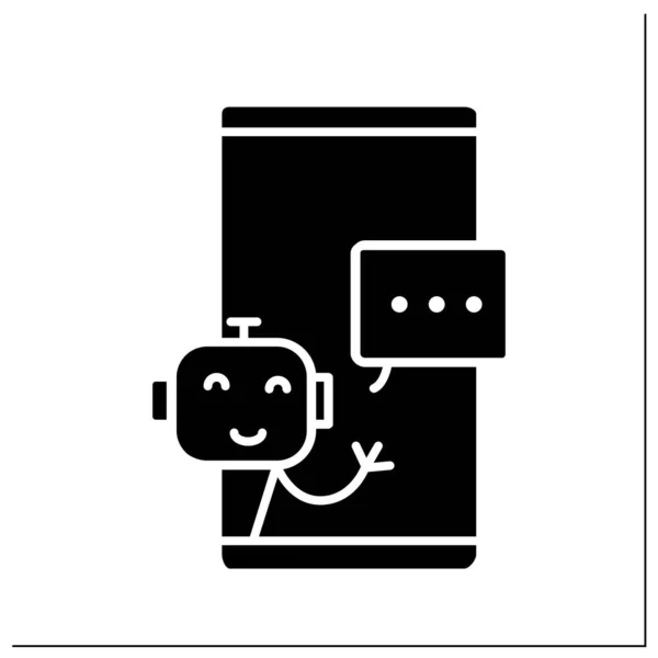 Εικονίδιο Chatbot Glyph Φούσκα Ομιλίας Στο Smartphone Κινητό Ψηφιακή Έννοια — Διανυσματικό Αρχείο
