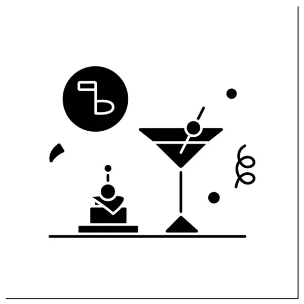 Cocktail Party Glyph Icon Cocktail Reception Celebration Organized Purposes Social — Stock Vector