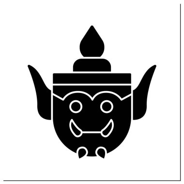 Geleneksel sanat sembolü. Masa takımlarını boyuyorum. Folklor vazosu, antik kültür değeri. Tayland konsepti. Düz tabela. İzole edilmiş siluet vektör çizimi