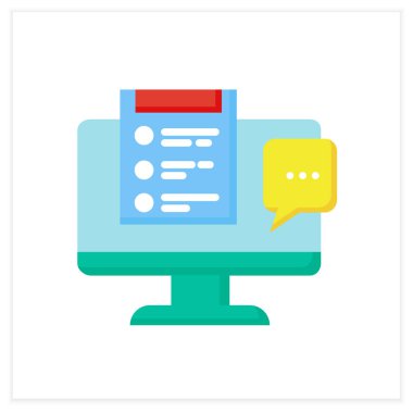 Yorumlar düz simge. Konuşma balonu. İnternet iletişimi, sohbet. Bloglar ve yayınlar. Sosyal ağ. İnternet topluluğu. İçerik Yönetimi. 3d vektör illüstrasyonu