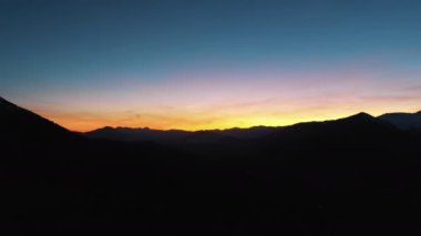 Sunset in the Yellow Sky. Big bright Yellow sun moves down.