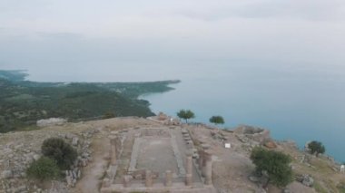 Aerial drone shot of the Sanctuary of Apollo Smintheus. 