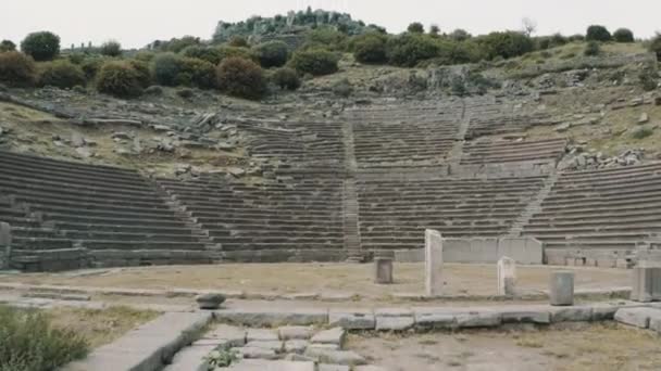 Aerial View Antique Theatre Canakkale Footage Turkey — Vídeos de Stock