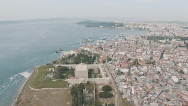 Vista Aérea Del Paisaje Ciudad Canakkale Turquía — Vídeo de stock