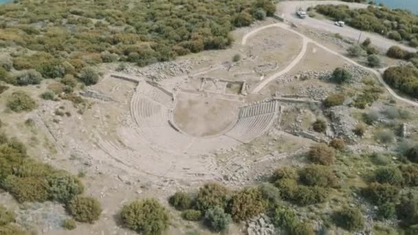 Aerial View Antique Theatre Canakkale Footage Turkey — Stockvideo