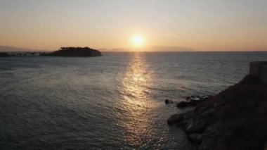 Sunset in the Yellow Sky. Big bright Yellow sun moves down.