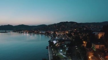 Zonguldak şehrinin hava manzarası. Türkiye 'de 4K Görüntüsü