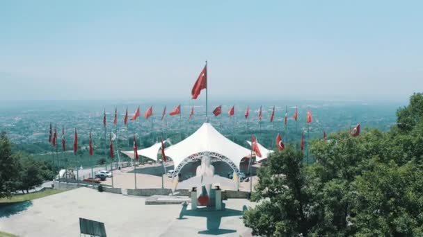 Aerial View Turkish Flag Sakarya Park Footage Turkey — Vídeo de Stock