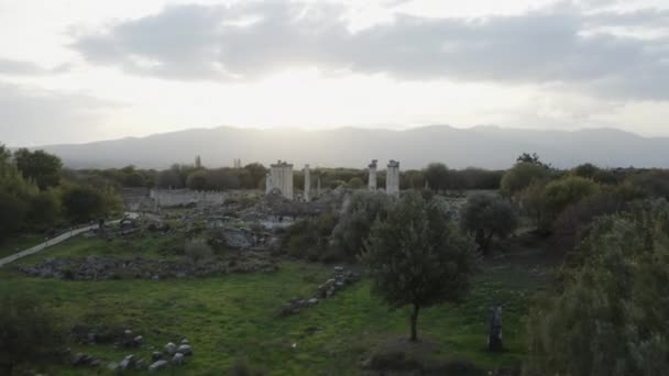 Αεροφωτογραφία Της Ιστορικής Παλιάς Πόλης Και Των Αρχαίων Ερειπίων — Αρχείο Βίντεο
