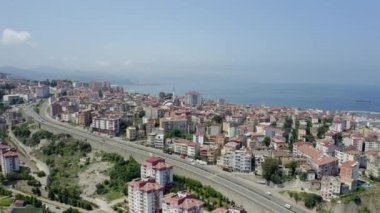 Aerial view of Trabzon city landscape. 4K Footage in Turkey