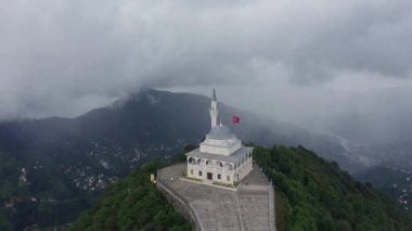 Aerial view of Kibledagi Mosque in Rize. 4K Footage in Turkey