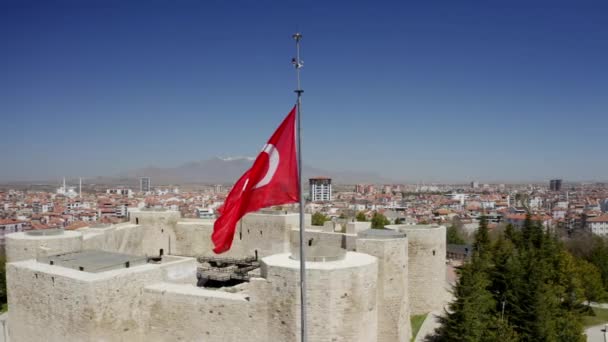 Αεροφωτογραφία Του Κάστρου Καραμάν Στην Τουρκία — Αρχείο Βίντεο