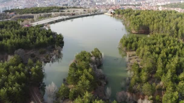 ヨズガト湖と市内の風景の空中ビュー トルコの4K映像 — ストック動画