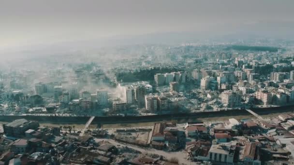 Hatay和Gaziantep地震4K的空中视图 土耳其2023年地震 — 图库视频影像