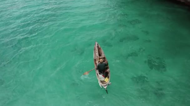 Natur Und Strandblick Aus Der Luft Auf Sansibar — Stockvideo