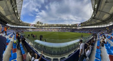 İspanya La Liga maçı sırasında Villarreal CF ve R.C.D. arasında oynanan panoramik oyun sahası görüntüsü Mallorca, 7 Kasım 2022 'de Valencia, İspanya' da Ciudad de Valencia Stadyumu 'nda.