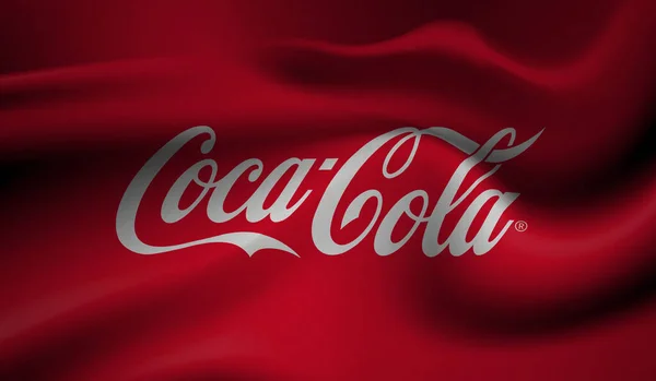 Valencia Spain March 2023 Waving Flag Coca Cola Logo High — Stock Photo, Image