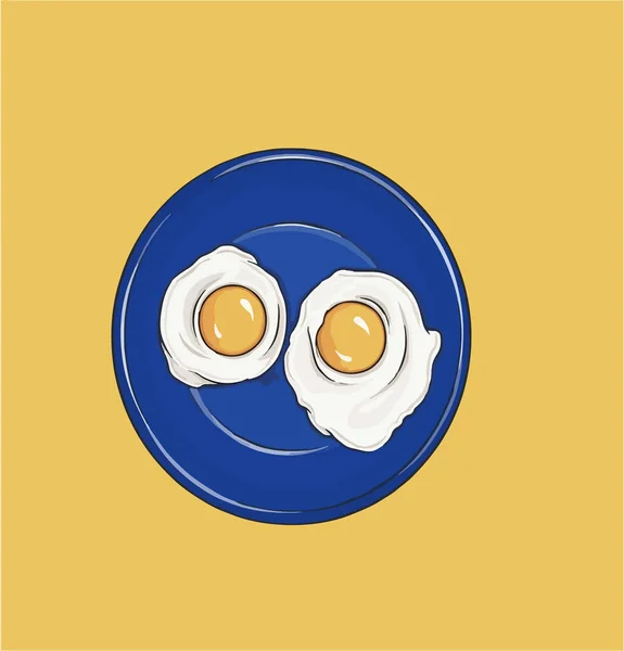 Sahanda Yumurta Çırpılmış Yumurta Yemek Vektör Çizimi — Stok Vektör