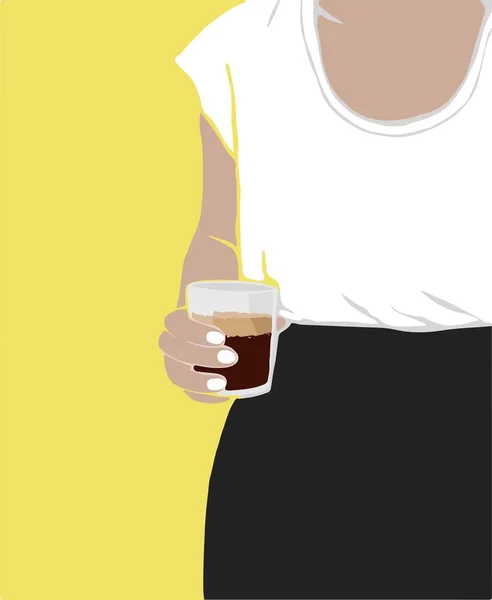 Kobieta Ręku Trzyma Filiżankę Kawy Wektor Ilustracji — Wektor stockowy