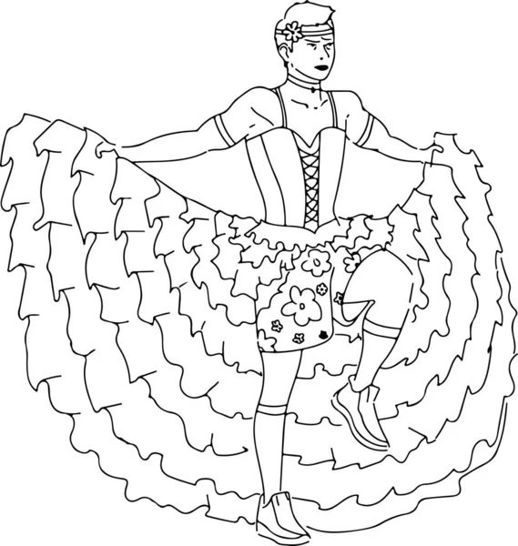 Black White Illustration Young Man Female Dress —  Vetores de Stock
