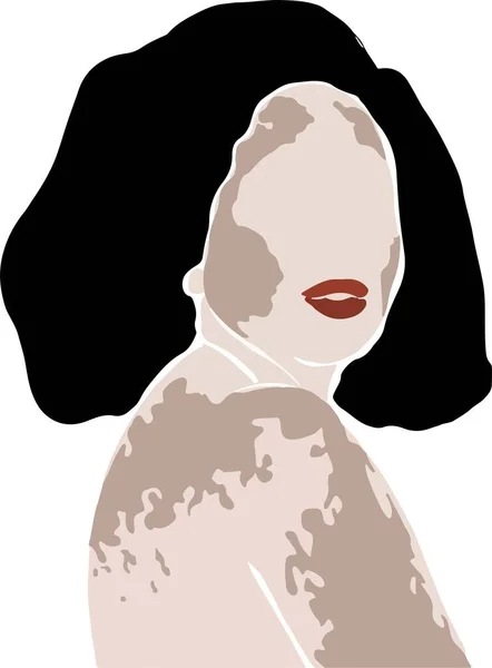 Векторна Ілюстрація Красивої Жінки Вітіліго Половині Унікальна Шкіра Концепція Природної Ліцензійні Стокові Вектори