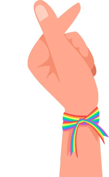 プライド旗色のリボンで人の手のイラスト 友情の概念 Lgbtコミュニティ — ストックベクタ