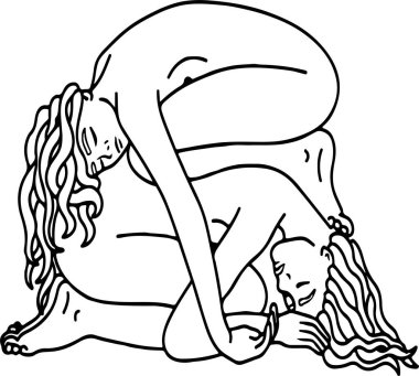 illustration of two girls hugging each other, the concept of female friendship, and the LGBT community