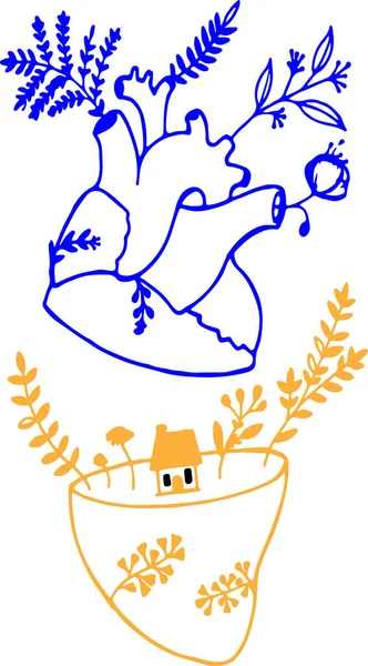 Векторная Иллюстрация Сердца Украины Любовь Украины Пшеница Независимость Патриотизм Концепции Стоковый вектор