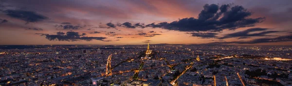Aerial View Paris Sunset Panoramic View Paris Skyline Eiffel Tower — Stock Photo, Image