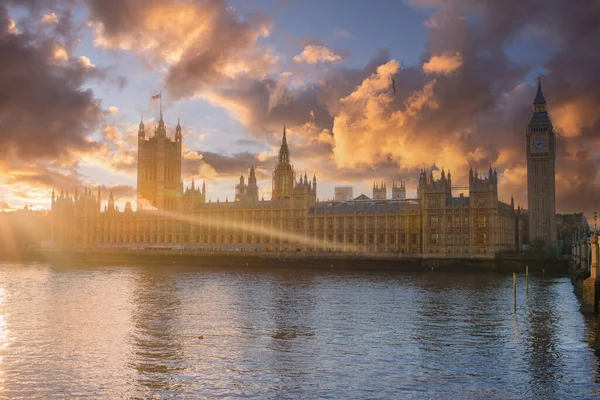 Big Ben Houses Parliament London Barevný Východ Slunce — Stock fotografie